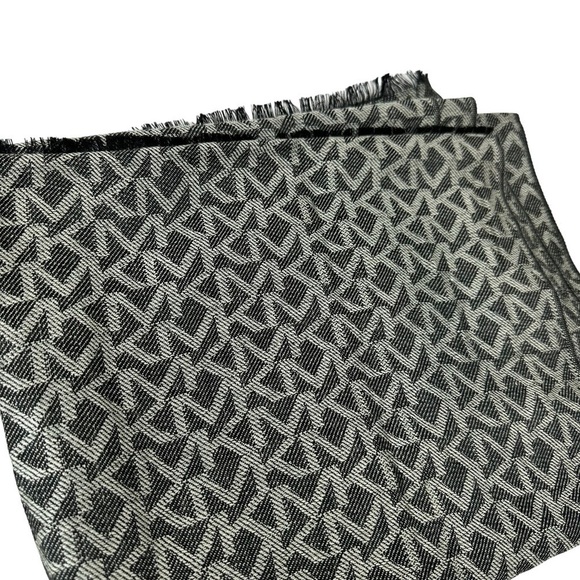 Michael Kors Black and White MK Printed Logo Scarf Wrap Shawl - Picture 12 of 13